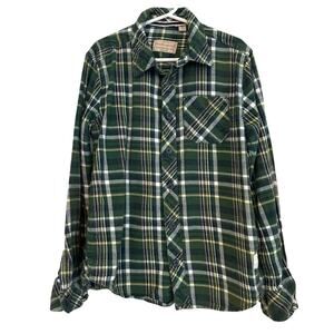 Weatherproof Vintage Boys Plaid Flannel Shirt Green Small